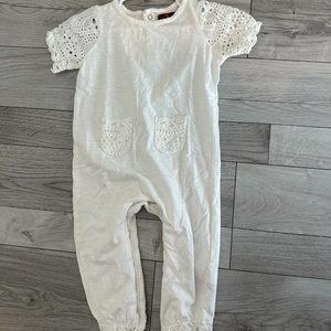 White Romper with Lace Accents